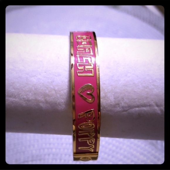 Coach Pink Silver Signature Poppy Bangle Bracelet - Picture 7 of 7